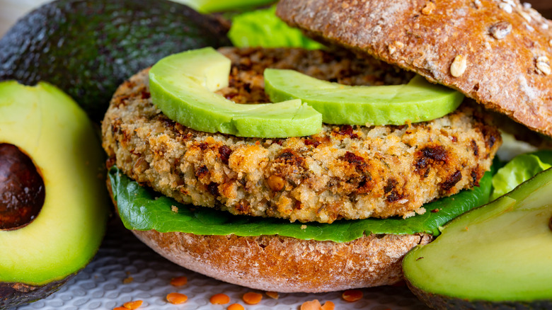 vegan burger with avocado