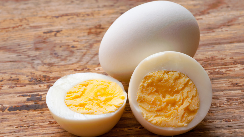 Sliced hard-boiled egg