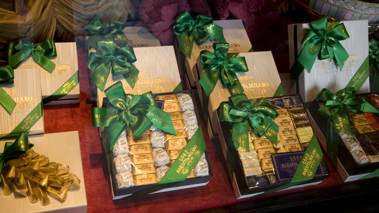 gianduiotti in window in Turin