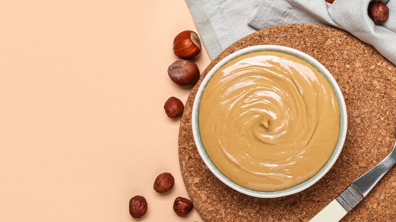 bowl of hazelnut paste