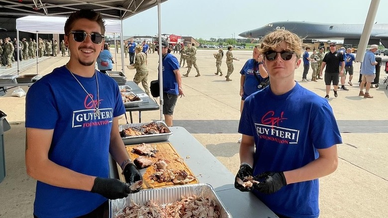 Ryder and Hunter Fieri volunteering