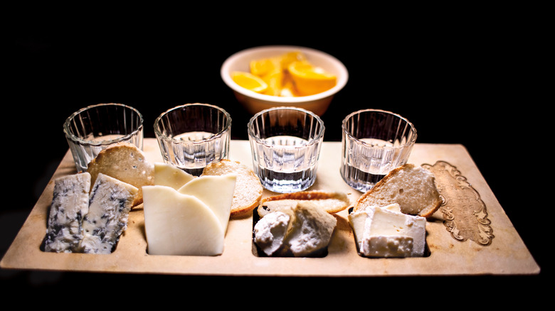 Mezcal shots with cheese