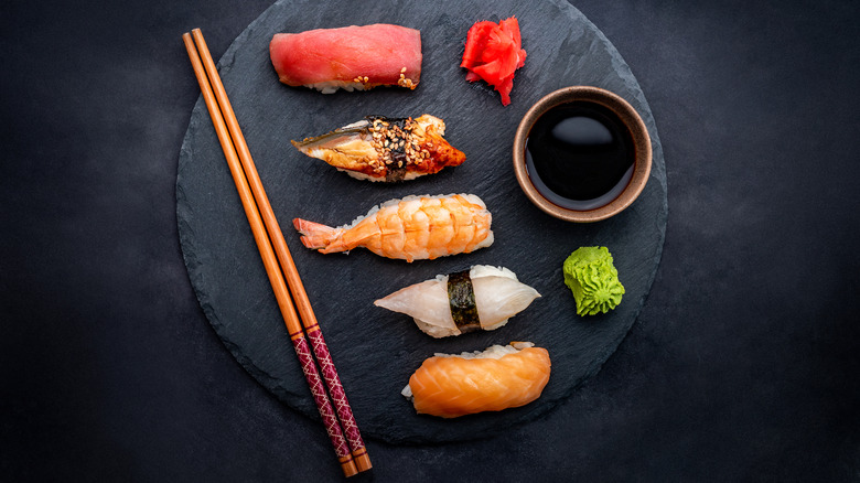 sashimi and nigiri plate