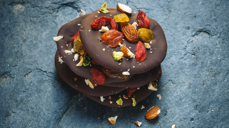 mendiant chocolate with fruits and nuts