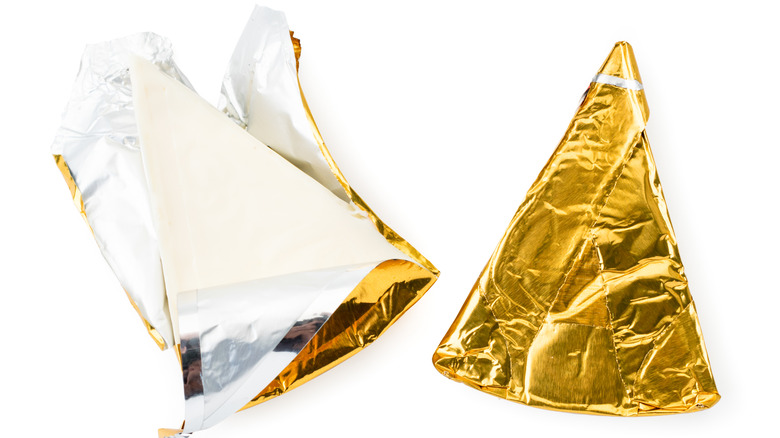 cheese wedges with gold foil