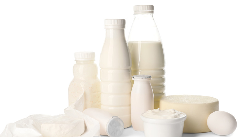 dairy products arranged in clear containers