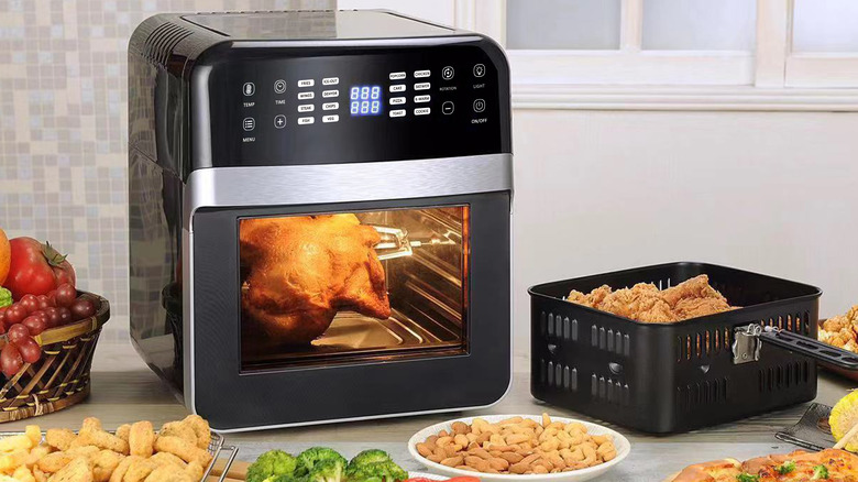 Air fryer oven with foods