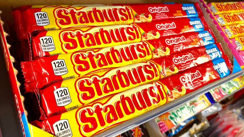 Starburst candy on a shelf