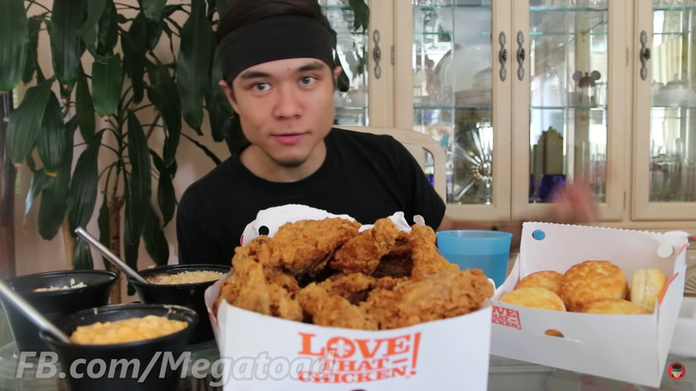 Matt Stonie with his Popeye's order