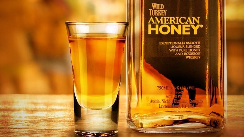  American Honey bottle and glass 