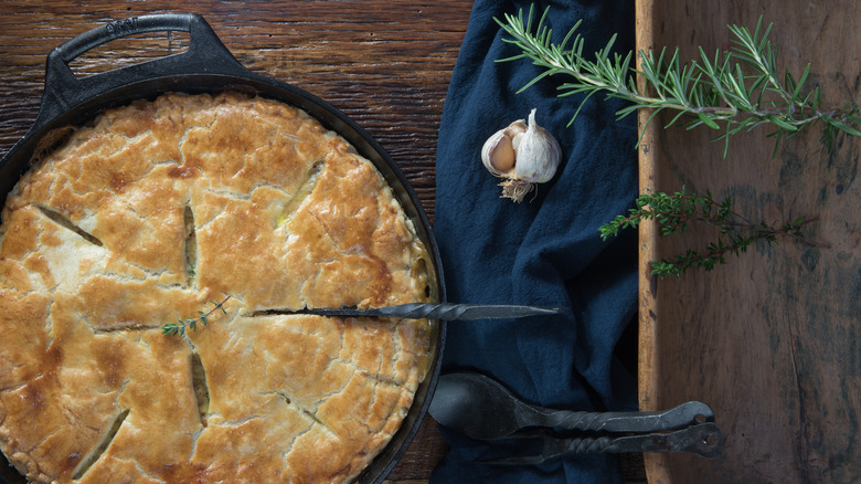 Pot pie in cast iron pan