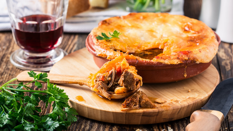 Pot pie in ceramic dish