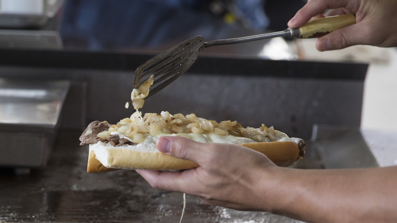 Cheesesteak with spatula