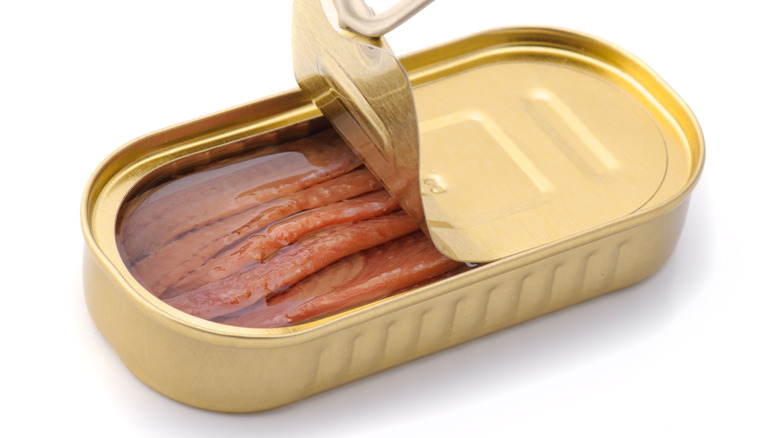 open can of anchovies