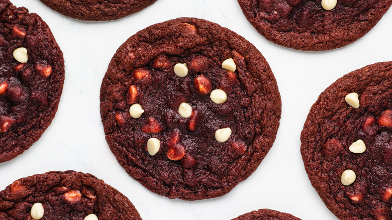 Red velvet cookie close up