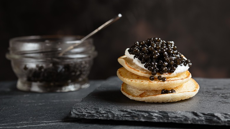 black caviar canapes