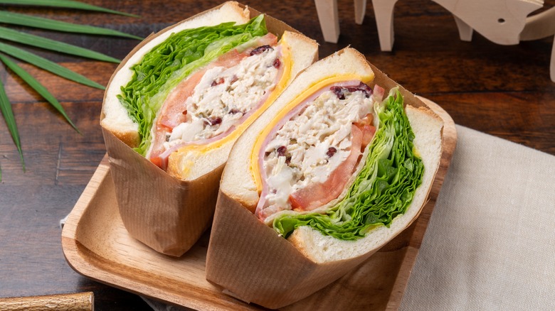 Wrapped chicken salad sandwich