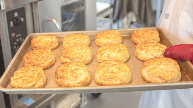 Baking pan of biscuits