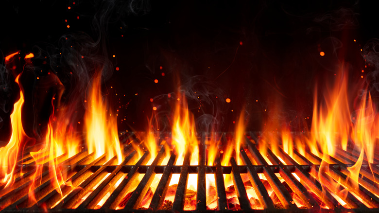 fire coming through grill grates