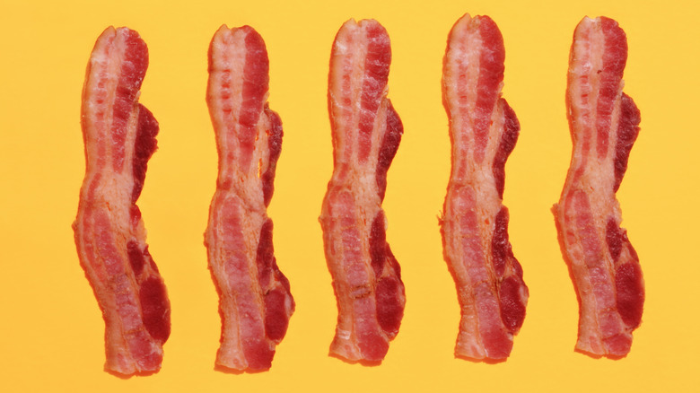 Bacon strips yellow background