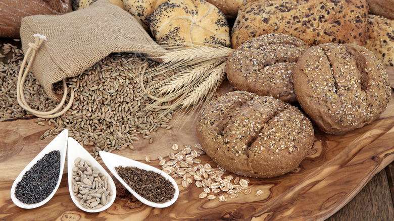 whole grain breads and seeds