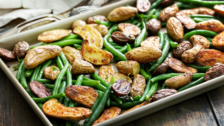 roasted fingerlings and green beans