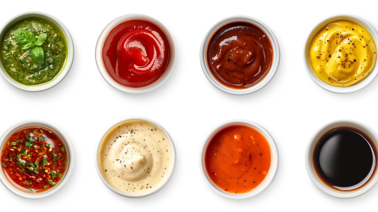 colorful dipping sauces