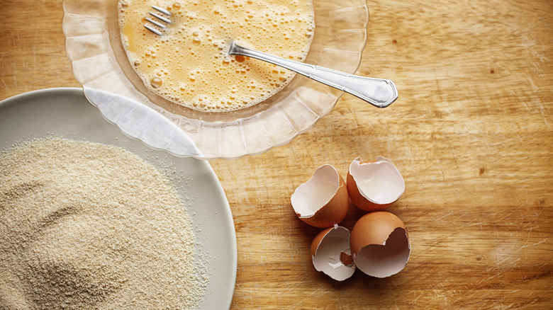 breading ingredients in bowls