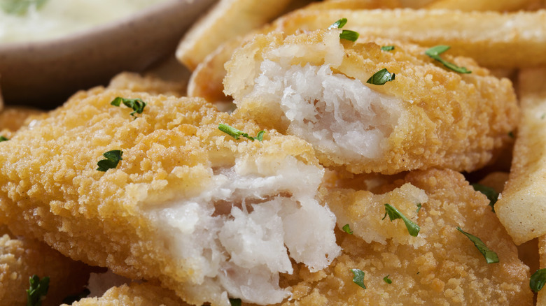 close up of fish sticks