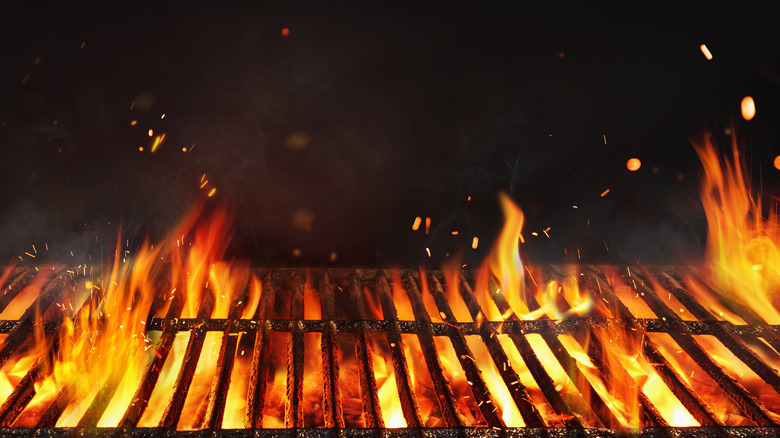 large flames on grill