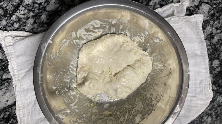 wet dough in bowl