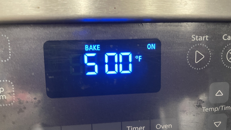 oven preheat setting display