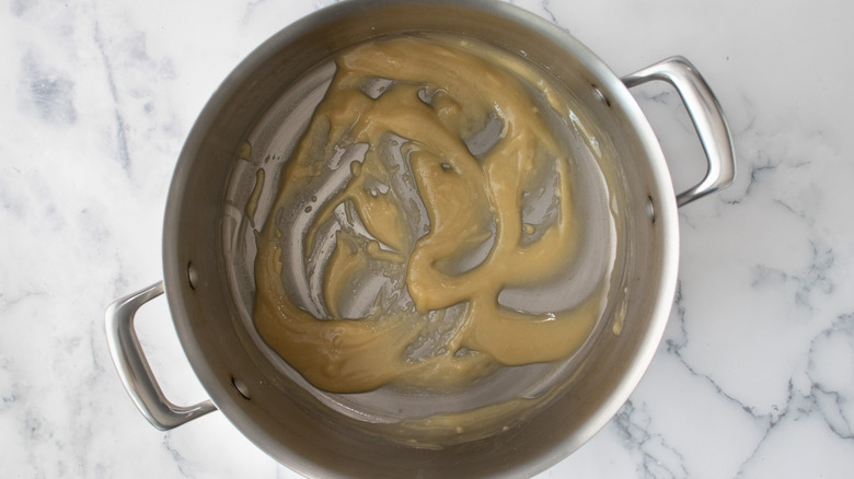 whisked roux in pot