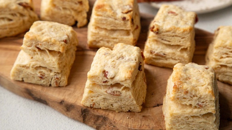 maple bacon biscuits on board