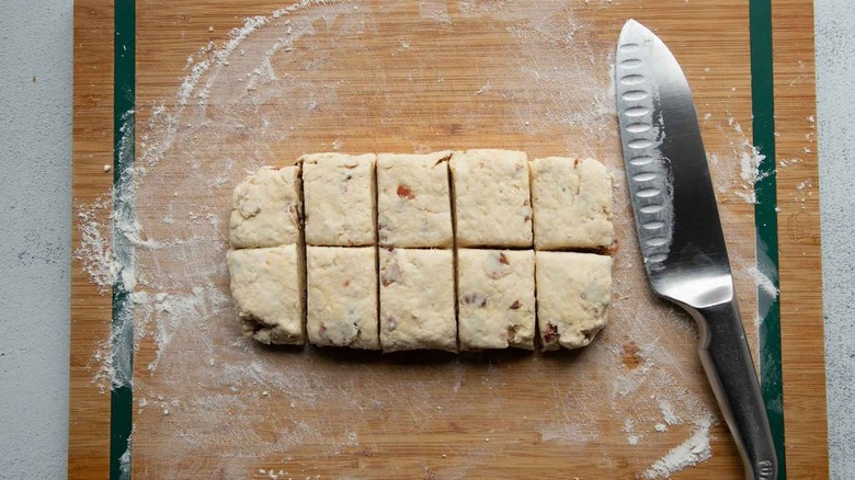 biscuit dough and knife