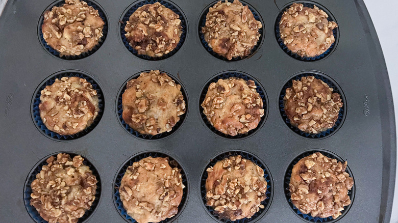 baked muffins with nut topping