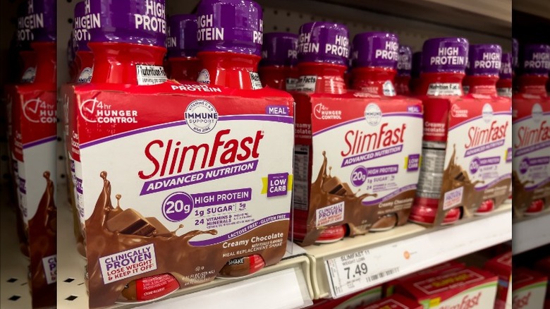 SlimFast bottles on shelf