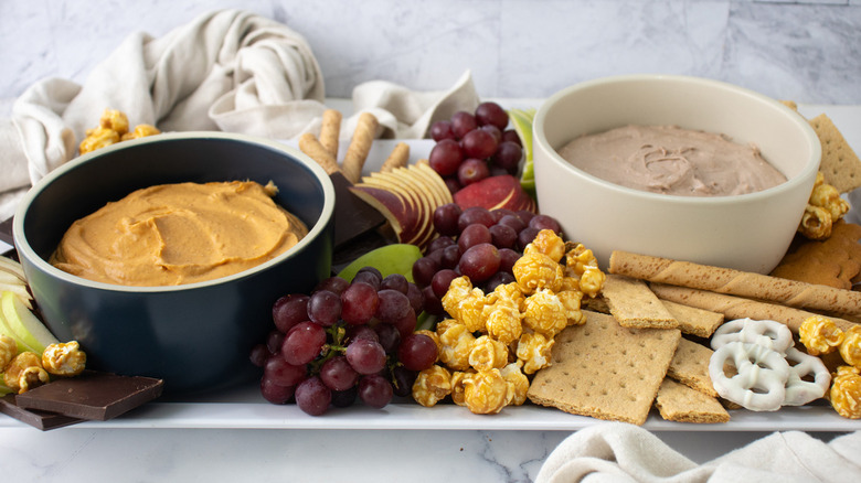 fall dessert board with various snacks