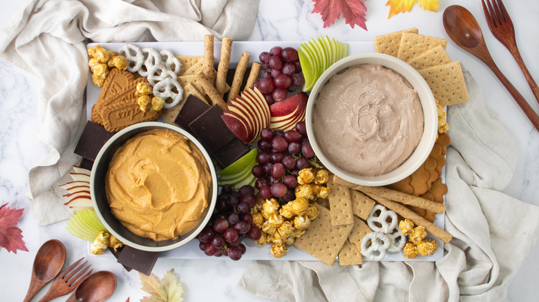 fall dessert board with dips