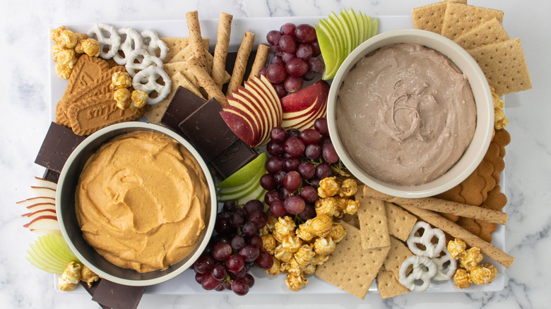 fall dessert board with various snacks