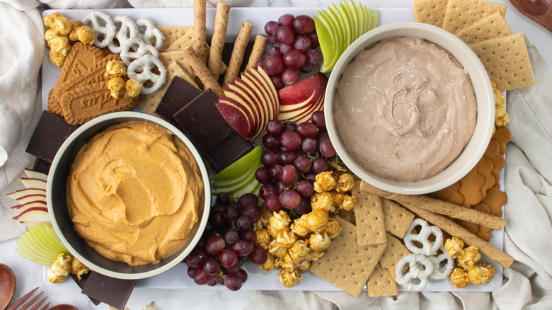 fall dessert board with various snacks