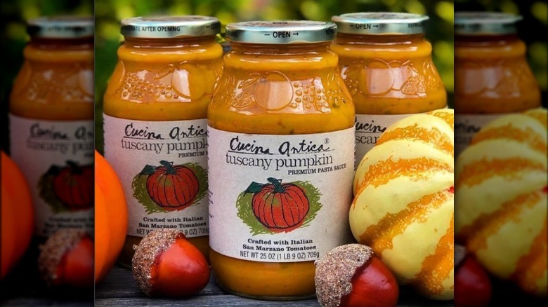 Jars of Cucina Antica tuscany pumpkin pasta sauce