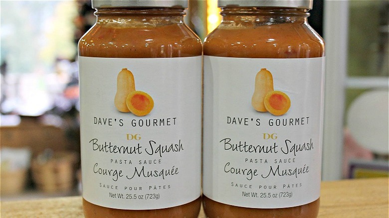 jars of dave's gourmet butternut squash pasta sauce