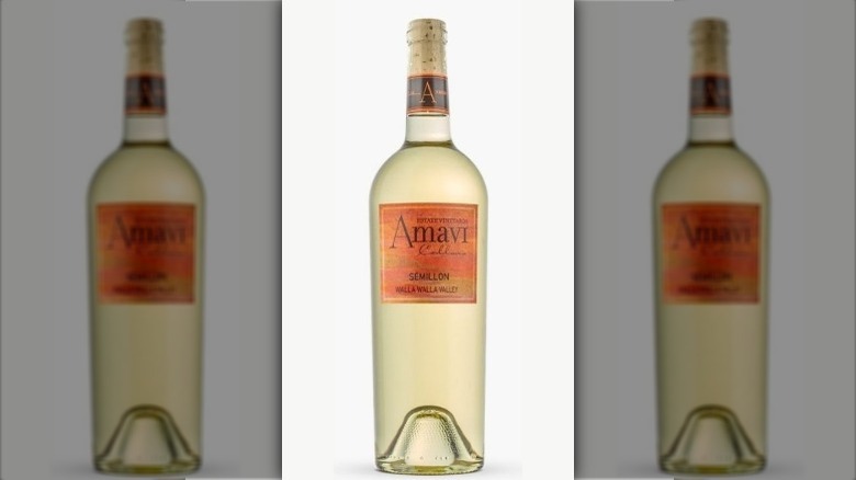 gold and orange bottle of wine Amavi Cellars Sémillon