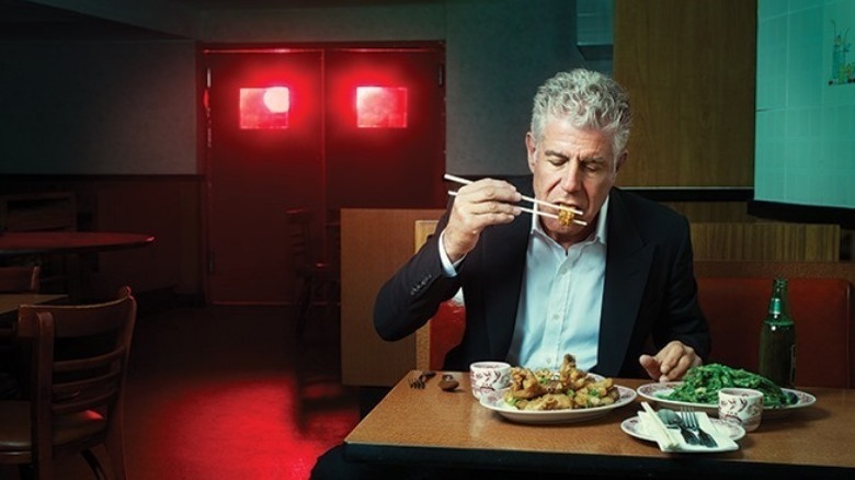 Anthony Bourdain eating