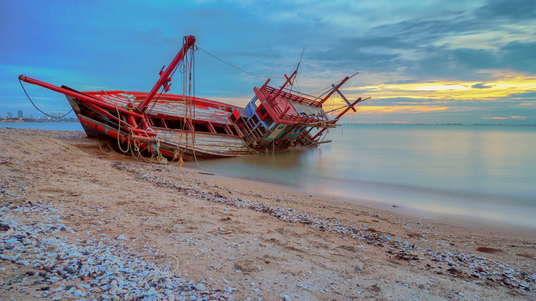 Shipwreck on beach