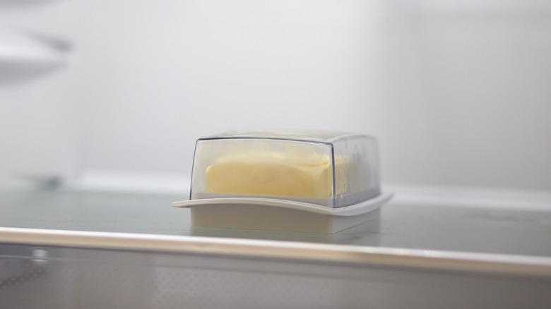 butter on refrigerator shelf