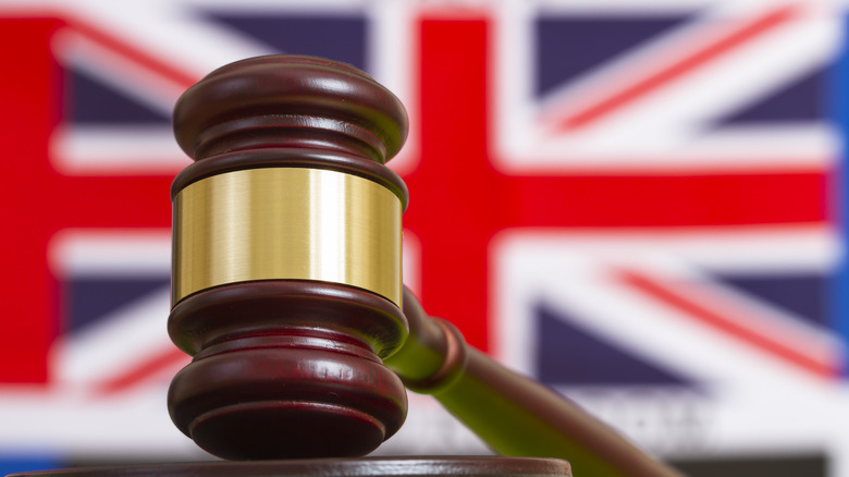 gavel with the british flag in the background brexit