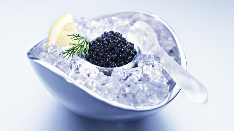 Caviar served on ice