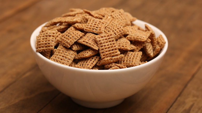 a bowl of Chex cereal